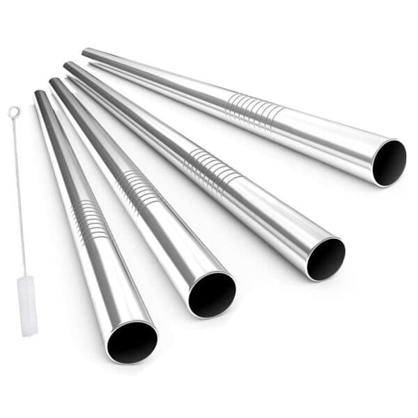 Återanvändbara Sugrör av Rostfritt Stål, 10-pack silver