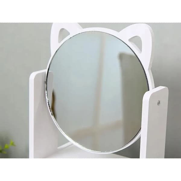 Make-up-organizer med spejl og skuffer – Opbevaringsbord til makeup hvid