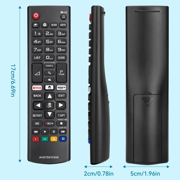 Fjernkontroll til LG Smart-TV – AKB75095308 universell erstatningsfjernkontroll | Passer for alle LG-TV-er