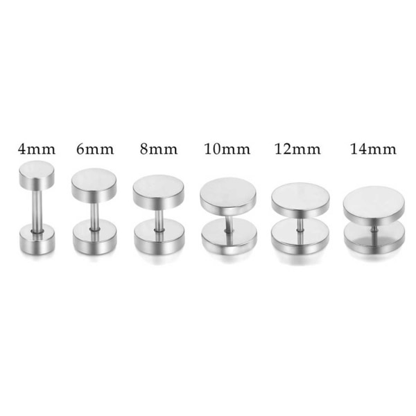 2-pack Fake Plug Fejk Töjning Örhänge Piercingsmycke Silver - 10mm silver