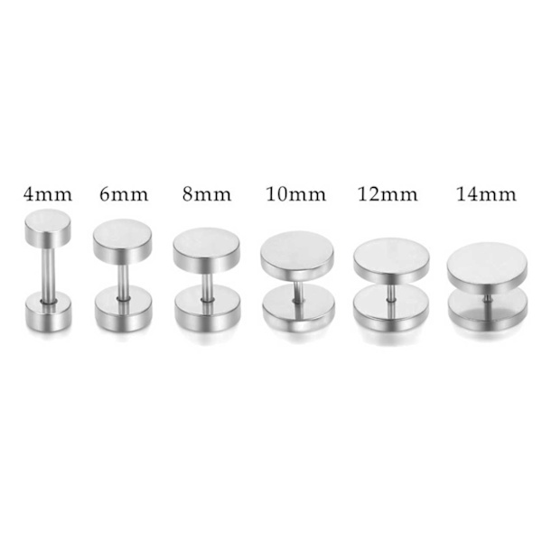 2 -pakke falske plugg falske strekkøreringer piercings smykker sølv - 4mm sølv