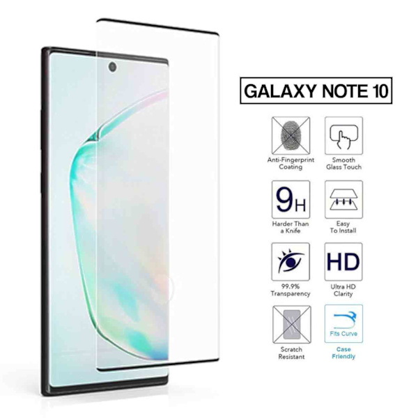 2-Pack Galaxy Note 10 HD Skärmskydd Kolfiber Härdat Glas svart