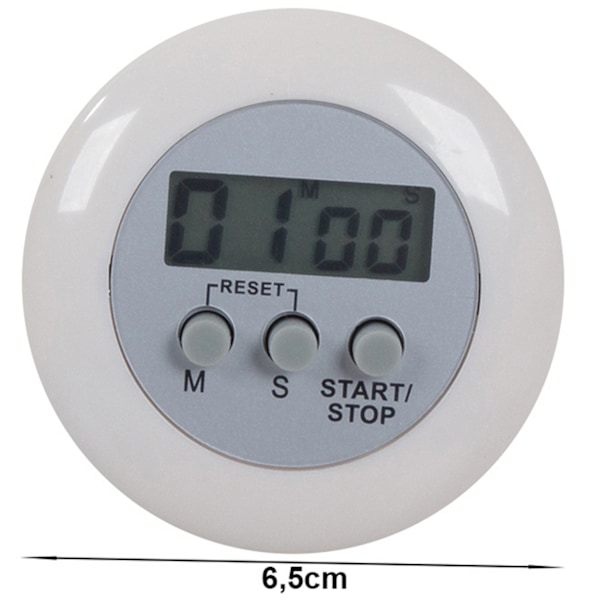 Digital kjøkkentimer med LCD-skjerm og magnet hvit hvit