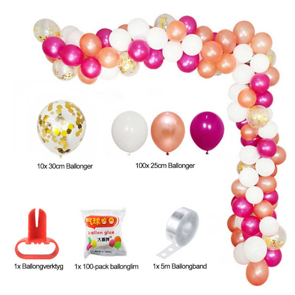 Balloon Bow Rosé Gold Confetti - Täydellinen ilmapallo tyttö 5m