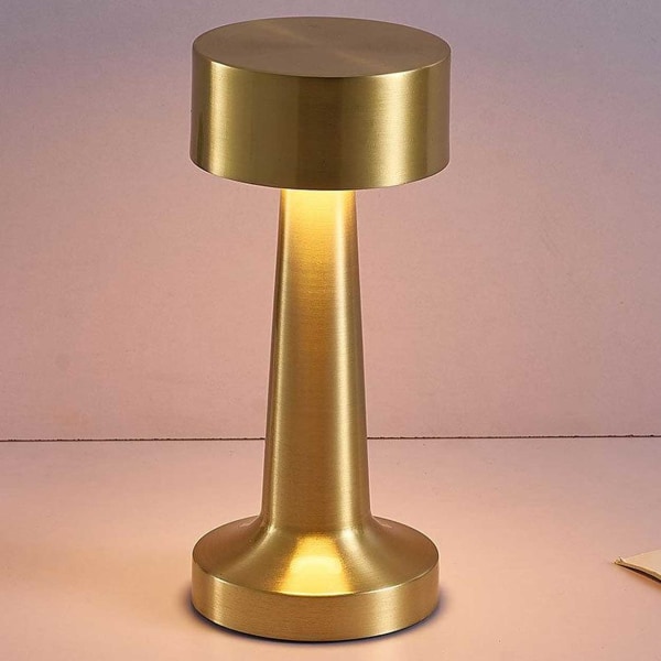 Retro Uppladdningsbar Bordslampa av Metall Dimmer Guld guld