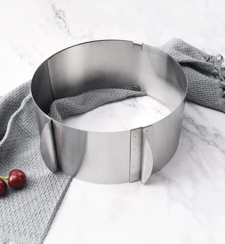 Justerbar bakring i rustfritt stål 16–30 cm – høyde 12 cm med klips for kaker og bunner
