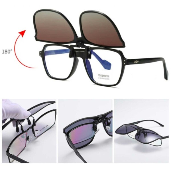Clip-on Solglasögon - Fäst på befintliga Glasögon - Skiftande Svart svart