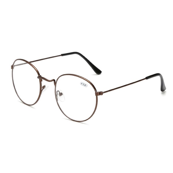Retro Round Reading Glasses Glasses Styrke 1.0 Brun brun