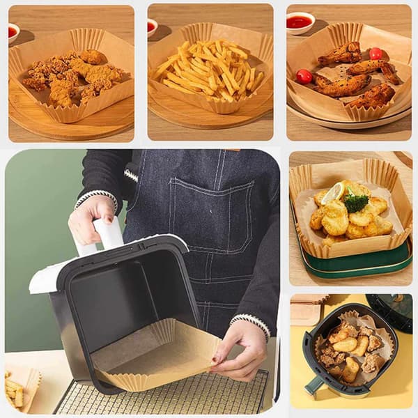 50 stk Square Airfryer Papir - Bagepapir til Airfryer 20cm
