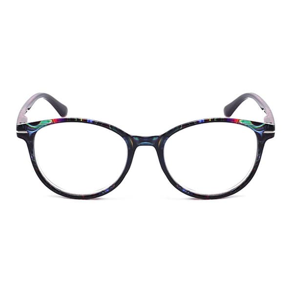 Floral Black Oval Reading Glasses Strength 2.0 Briller sort