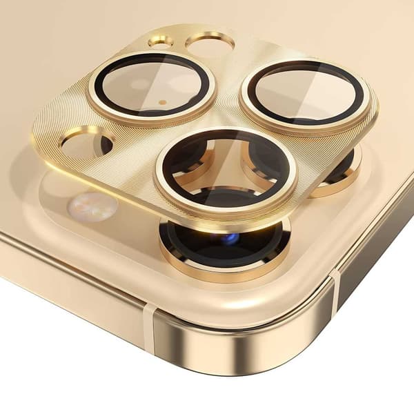 iPhone 14 Pro/14 Pro Max Lens Cover Metal Hærdet Glas Guld guld