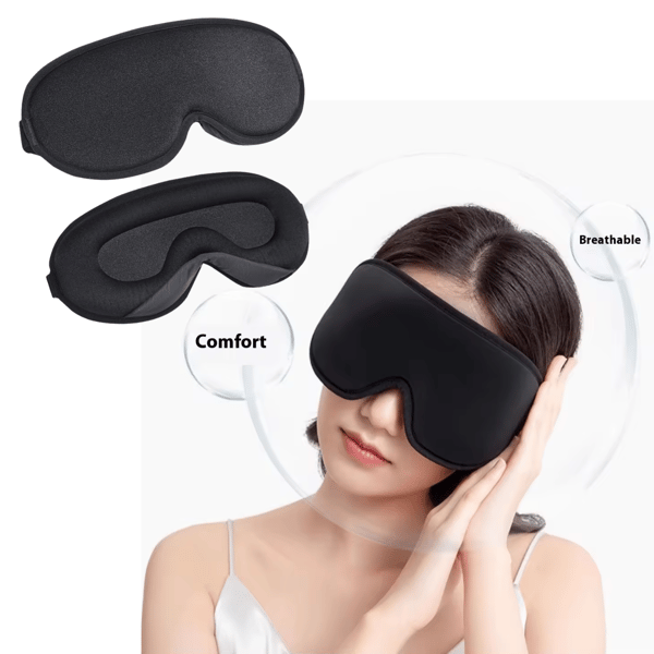 3D Sovemaske – Øjenmaske til mørkegøring i memory foam til rejse & søvn sort