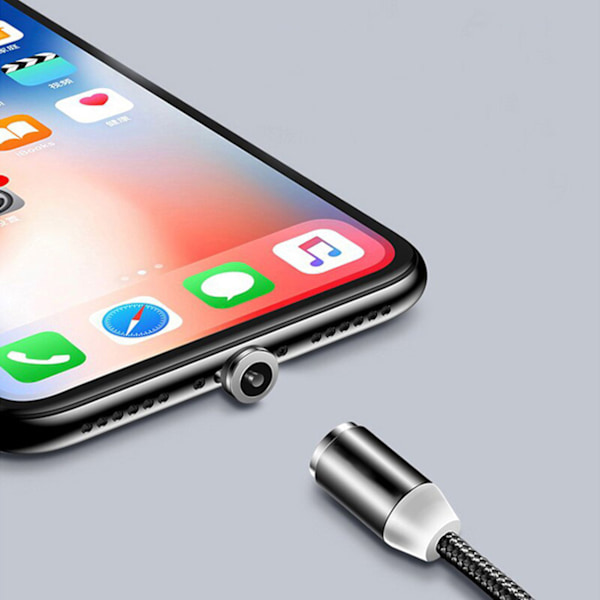 Magneettinen 3-in-1-latauskaapeli USB/Mikro/C-tyyppi/Lightning 1m musta musta