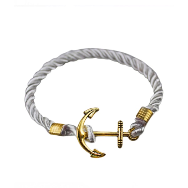 Trendy armbånd reb med anker i metal (hvid / guld) hvid