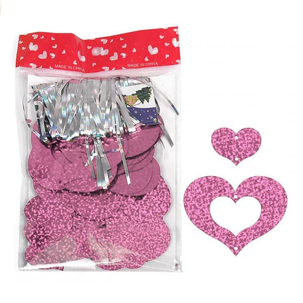 Glitter draperi med hjerter metallisk rosa rosa