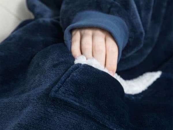 Snuggie Hættetrøje Tæppe Oversize filttrøje Mørkeblå grå
