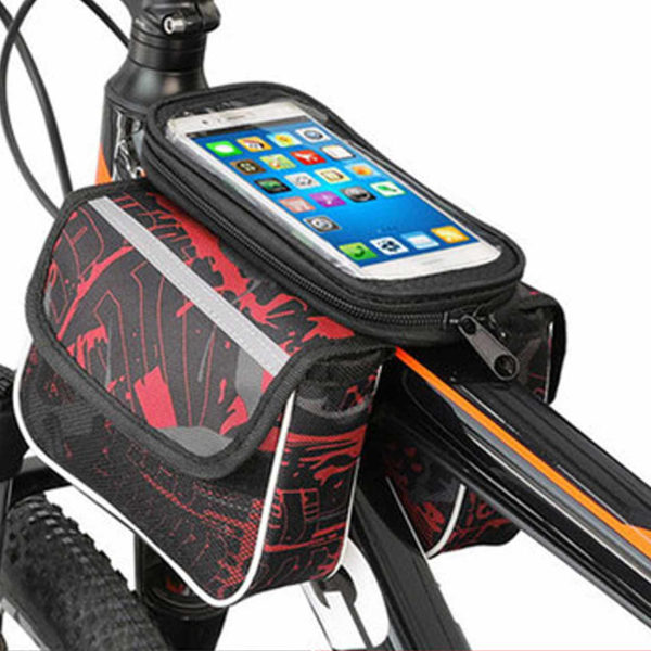 Rummelig vandtæt cykel taske med mobilholder mobil 6.2 " sort