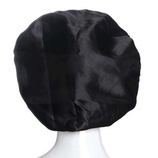 Sleeping Cap - Satin Bonnet - Sleep Cap Black One Størrelse sort