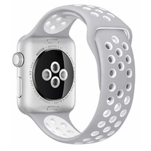 Apple Watch 38/40/41 Armband Silikon Sportarmband Grå Vit grå
