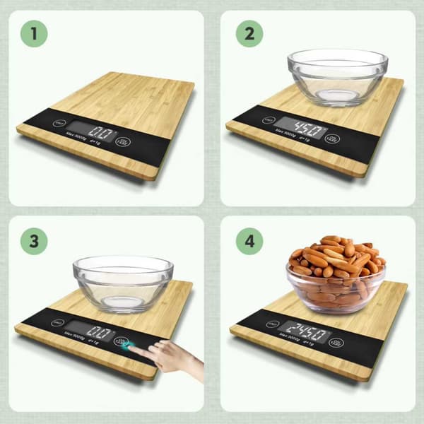 Digitaalinen keittiövaaka Letter Vaaka Bambu 5kg/1g