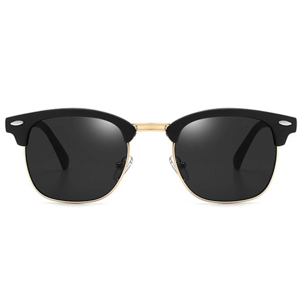 Matt Black Solbriller Clubmaster Gold Black Glass + Senile String svart