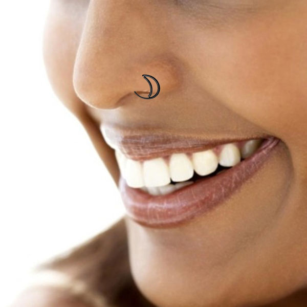 Svart Fake Piercing Öron Läpp Näsring Septum Läppring svart