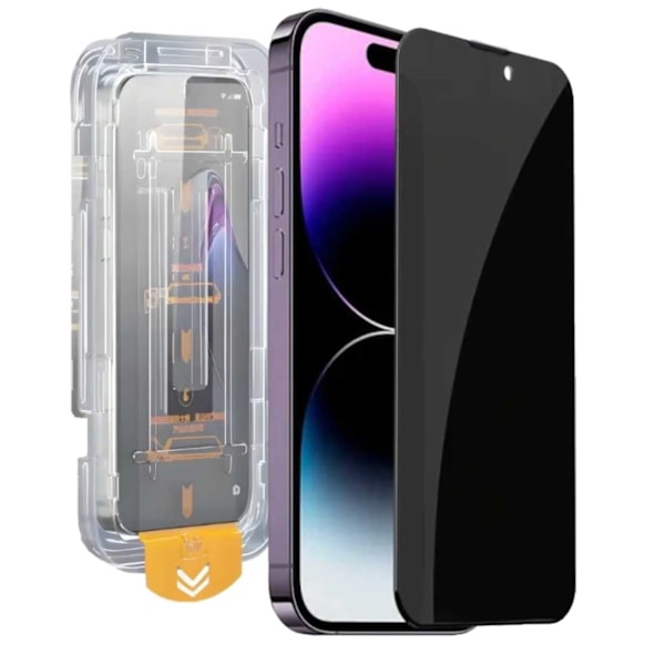 Easy Install iPhone 15 Privacy Skärmskydd HD Härdat Glas transparent