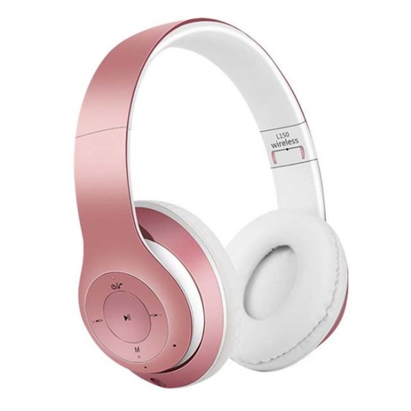 Trådlösa Super Bass Bluetooth Stereo Over-Ear Hörlurar 3.5mm AUX rosa