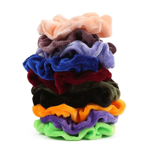 40Pack Scrunchies hårknapper Velvet Flannel Forskellige farver flerfarvet