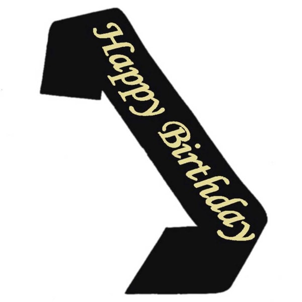 Happy Birthday Ordensband Banderoll Svart Guld svart