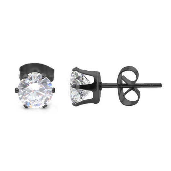 2-pakke sort krystal piercing øreringe piercing juvel - 6mm sort