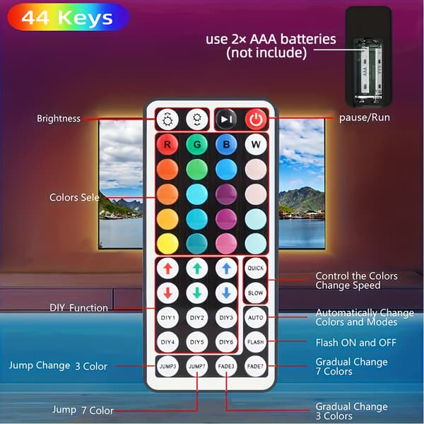 5m Smart RGB LED Strip List Ljusslinga med App, Fjärrkontroll och Väggadapter