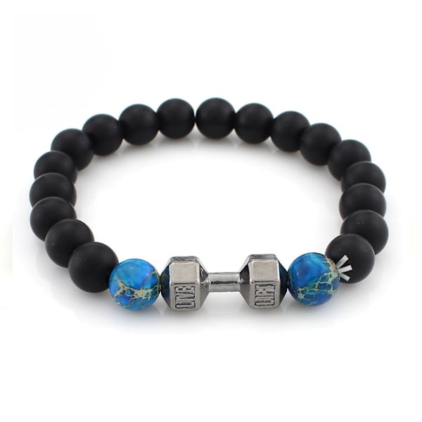 Trendy Dumbbell Armbånd Gunmetal Black Stone Perler sort