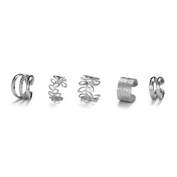 Fake Helix Piercing 5-Pack Earring Ear Cuff uden hulsølv sølv