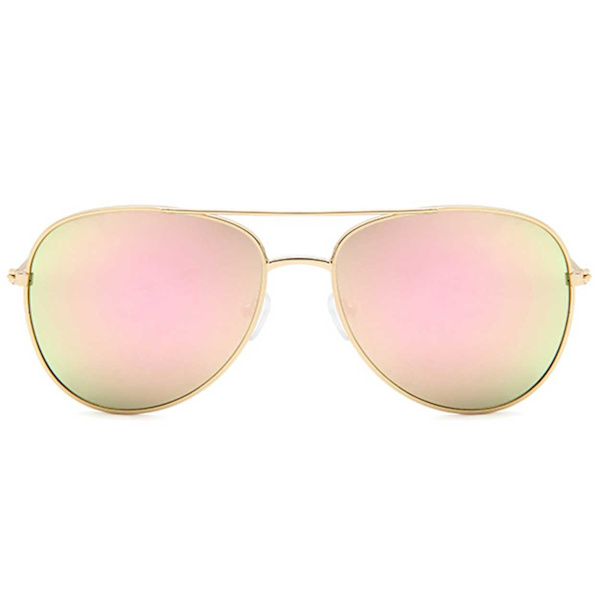Solbriller pilot kvinner gull rosa speilglass + senil ledning gull