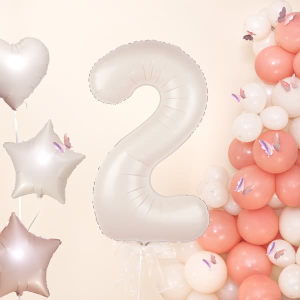 Folieballon Nummer 3 Creme Beige 100 cm beige