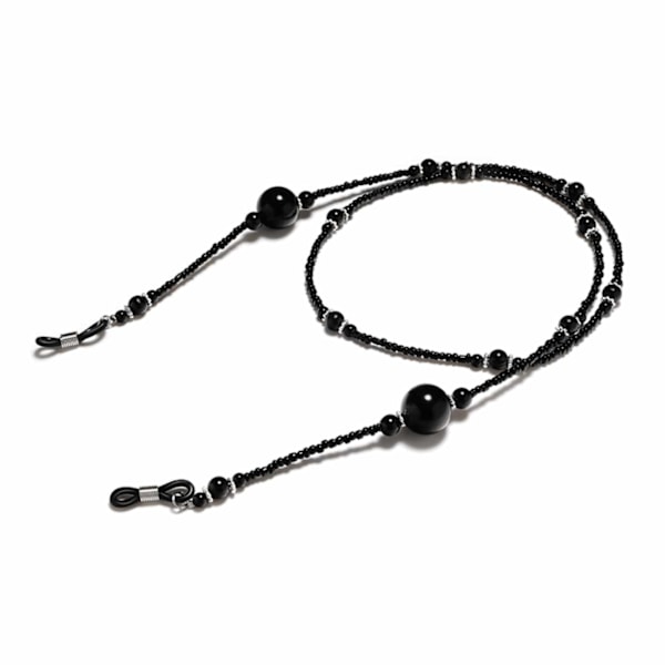 Senil String Brilklasset briller ledningshalsestrop med perler - Sort sort