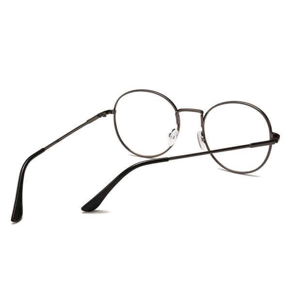 Retro Runda Ovala Glasögon Grå Klart Glas utan Styrka grå