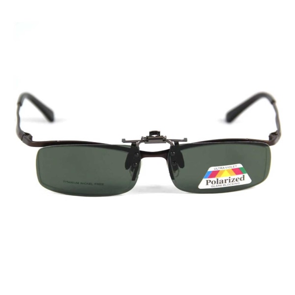 Clip-on solbriller grønt glas 43x60mm grøn