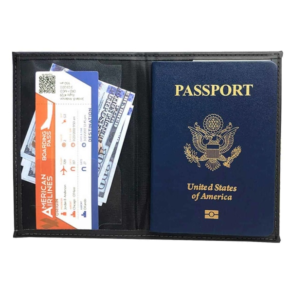 Pas case sort læder læder pas pas indehaver kunstigt læder sort