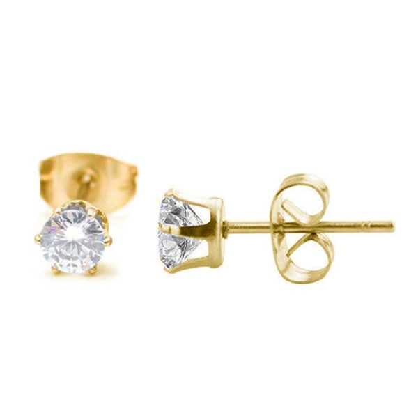 2-pakke guld krystal piercing øreringe piercing juvel - 4mm guld