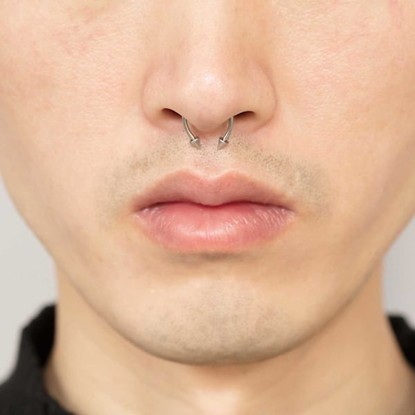 Magnetisk falsk næse ring septum naspiercing sølv sølv