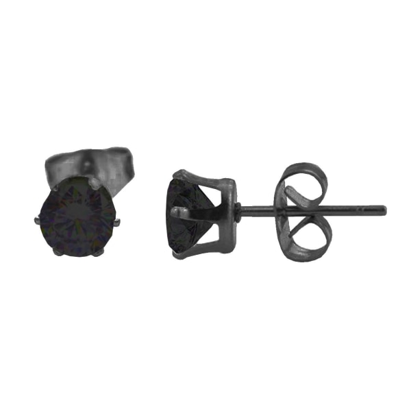 2-pack sort piercing øreringe sort krystal 5mm sort