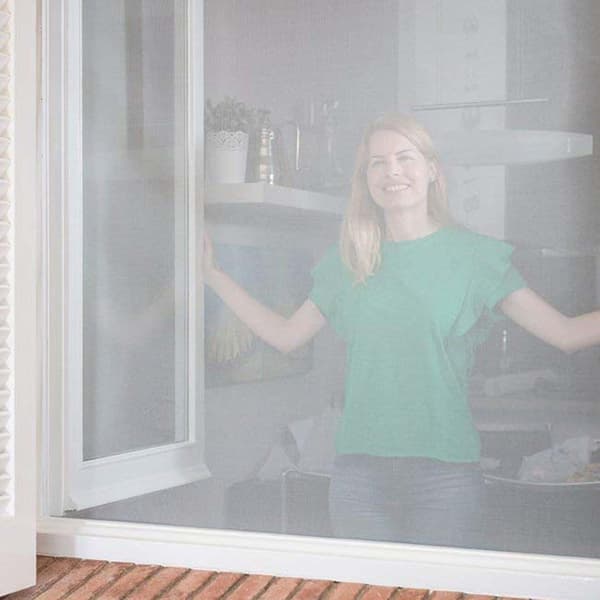 Klipsbart myggnett for vinduer med magnetfeste 150x180 Hvit hvit