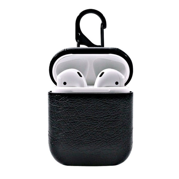 Black Apple AirPods 1/2 taske Case Protection Case i læder læder sort