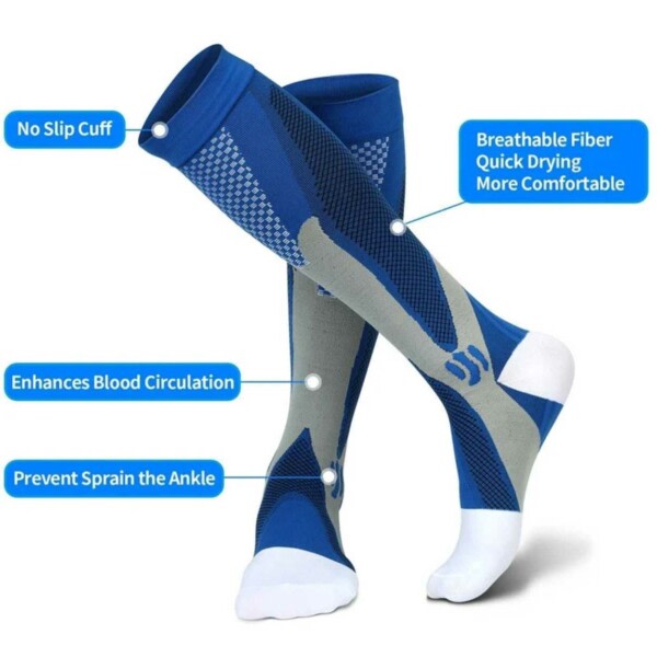 Tuki-sukat puristavat vähitellen 10-25 mmHg Kompressiosukkia EUR40-45 sininen