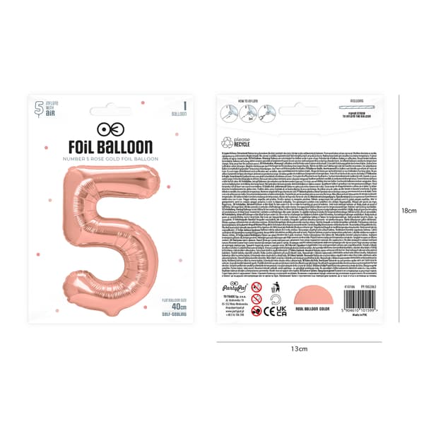 Folieballon Tal 5 Rosaguld 40 cm