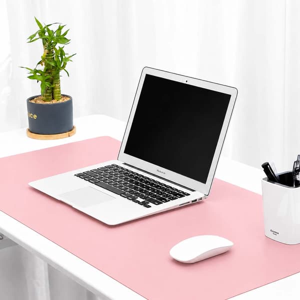 Rosa skrivebordsunderlegg deskmat 80x50 cm PU-lær rosa