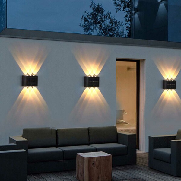 2-Pack Solcellelampe for Fasadevegg Utendørs - Fasadebelysning Solcelle Sort svart