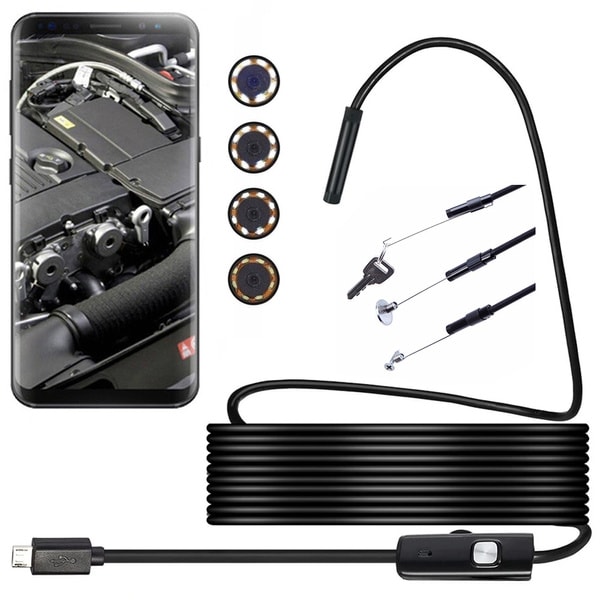USB Endoscope Inspection kamera LEDillä 5m musta
